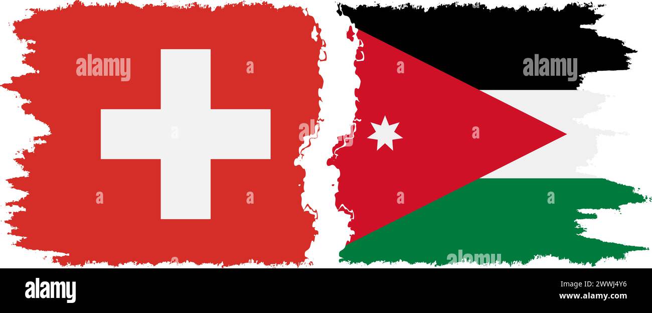 Jordanien und Schweiz Grunge Flags Verbindung, Vektor Stock Vektor