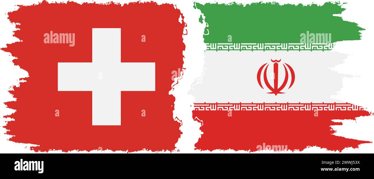 Iran und Schweiz Grunge Flaggen Verbindung, Vektor Stock Vektor