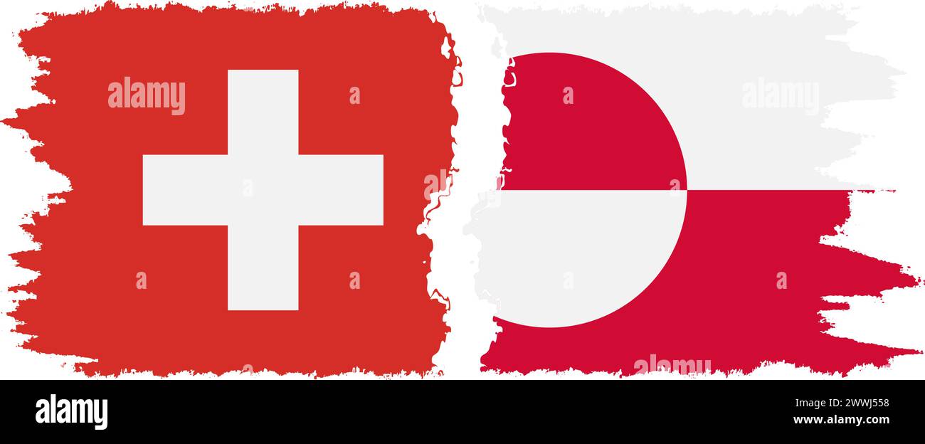 Grönland und Schweiz Grunge Flags Verbindung, Vektor Stock Vektor