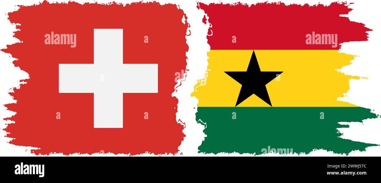 Ghana und Schweiz Grunge Flags Verbindung, Vektor Stock Vektor