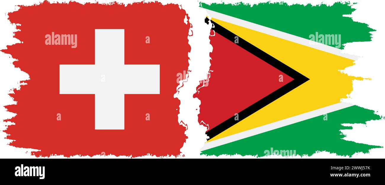 Guyana und Schweiz Grunge Flaggen Verbindung, Vektor Stock Vektor