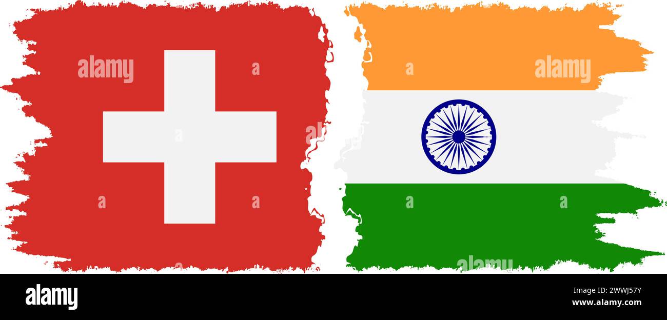 Indien und Schweiz Grunge Flaggen Verbindung, Vektor Stock Vektor