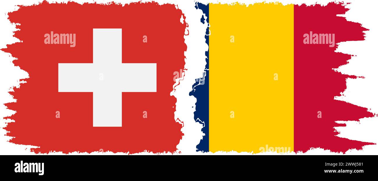 Tschad und Schweiz Grunge Flaggen Verbindung, Vektor Stock Vektor