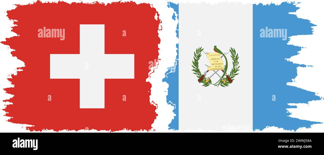 Guatemala und Schweiz Grunge Flaggen Verbindung, Vektor Stock Vektor