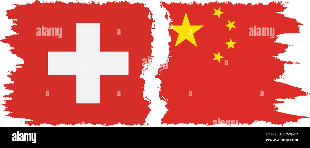 China und Schweiz Grunge Flaggen Verbindung, Vektor Stock Vektor