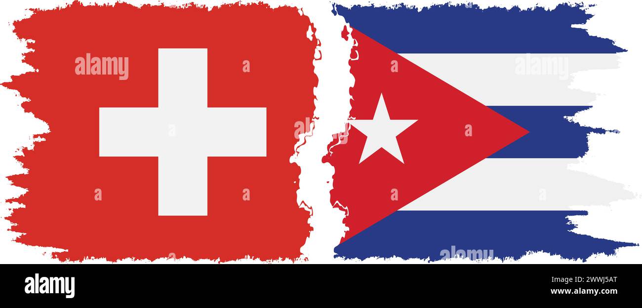 Kuba und Schweiz Grunge Flaggen Verbindung, Vektor Stock Vektor