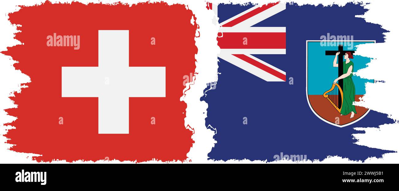 Montserrat und Schweiz Grunge Flaggen Verbindung, Vektor Stock Vektor