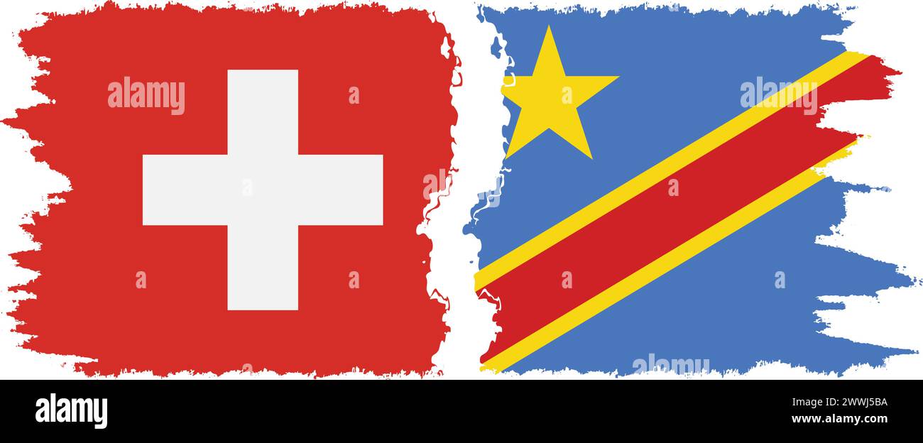 Kongo - Kinshasa und Schweiz Grunge Flaggen Verbindung, Vektor Stock Vektor