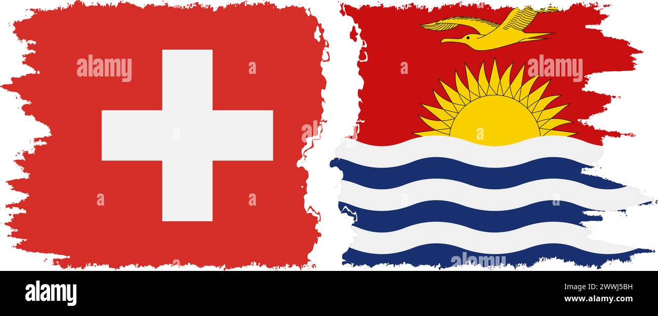 Kiribati und Schweiz Grunge Flaggen Verbindung, Vektor Stock Vektor