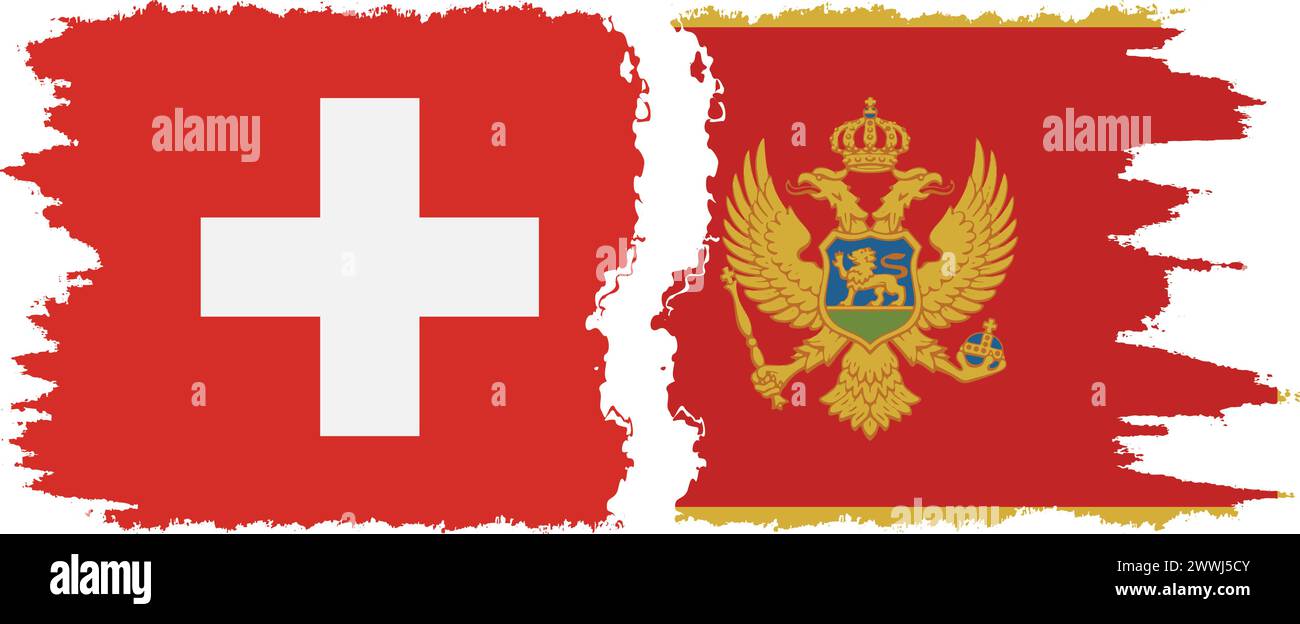 Montenegro und Schweiz Grunge Flags Verbindung, Vektor Stock Vektor