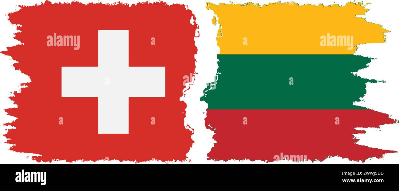 Litauen und Schweiz Grunge Flaggen Verbindung, Vektor Stock Vektor