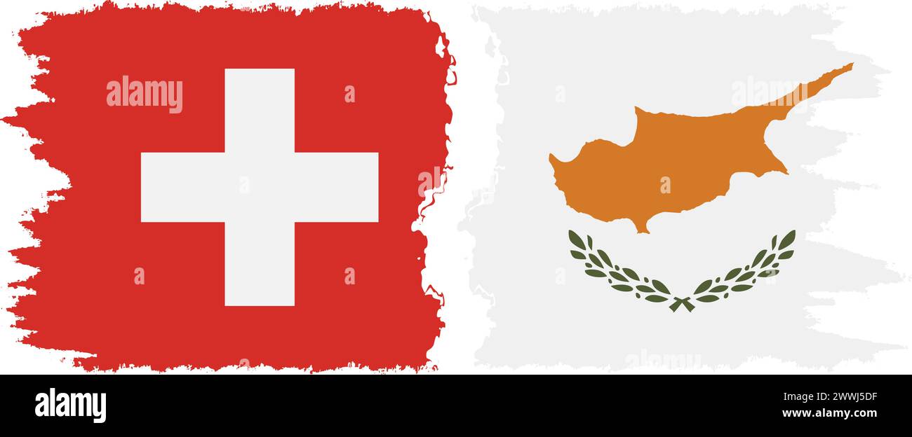 Zypern und Schweiz Grunge Flaggen Verbindung, Vektor Stock Vektor