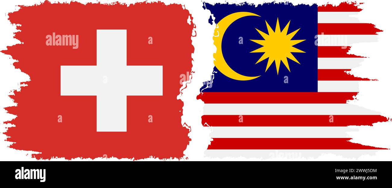Malaysia und Schweiz Grunge Flags Verbindung, Vektor Stock Vektor