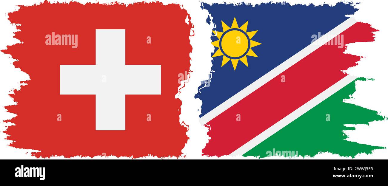 Namibia und Schweiz Grunge Flags Verbindung, Vektor Stock Vektor