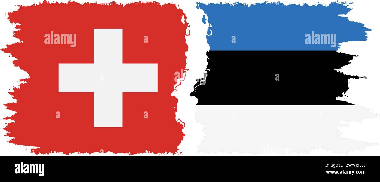 Estland und Schweiz Grunge Flags Verbindung, Vektor Stock Vektor