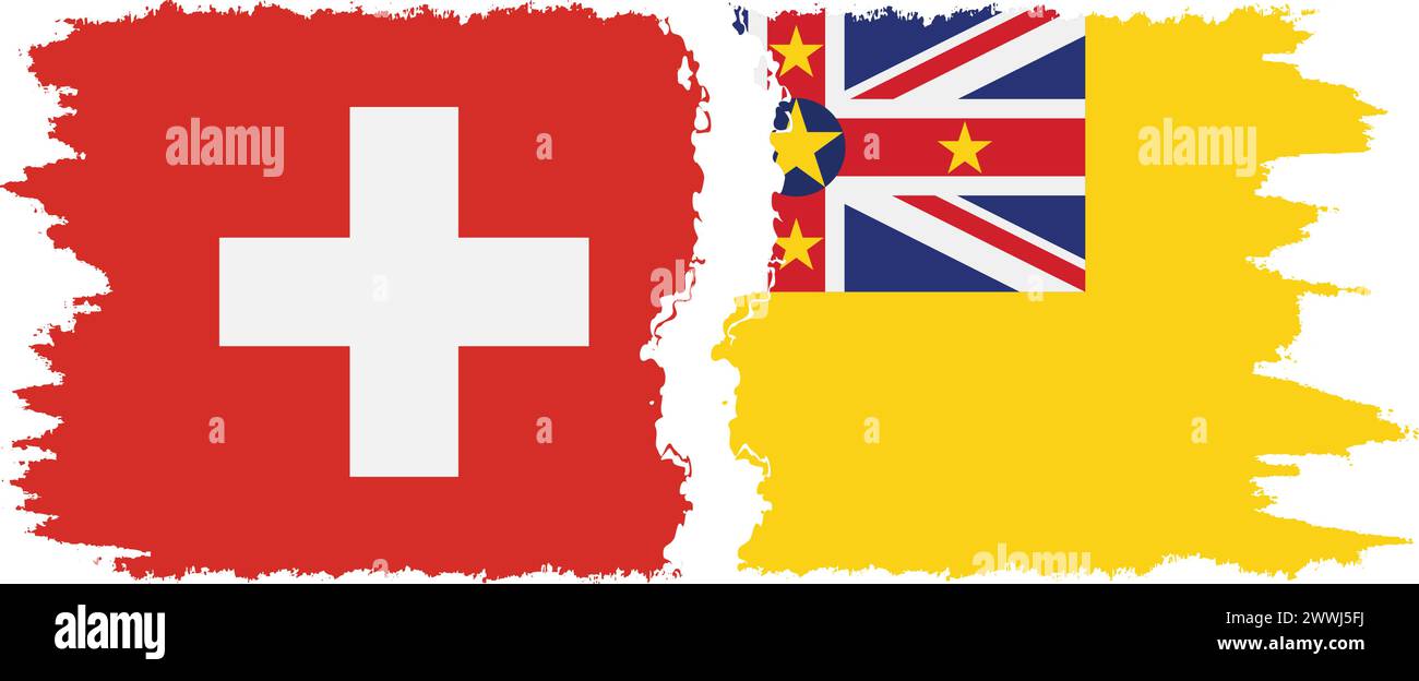Niue und Schweiz Grunge Flaggen Verbindung, Vektor Stock Vektor