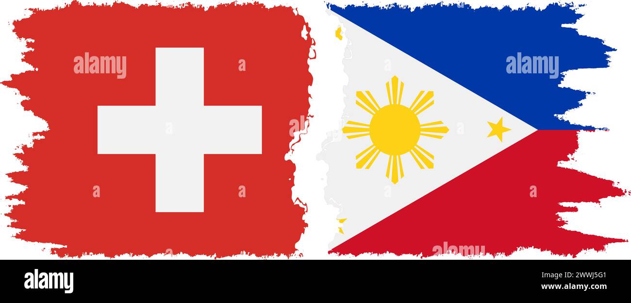 Philippinen und Schweiz Grunge Flaggen Verbindung, Vektor Stock Vektor