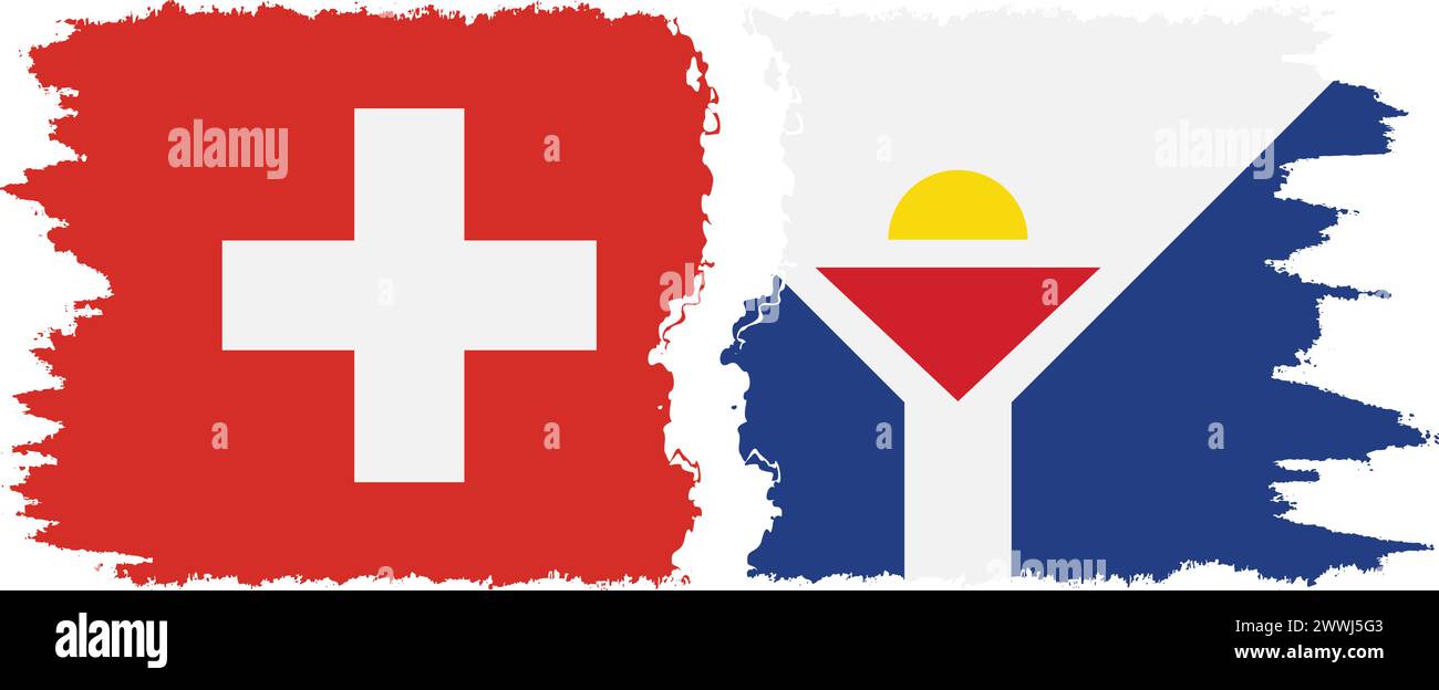 Saint Martin und Schweiz Grunge Flaggen Verbindung, Vektor Stock Vektor