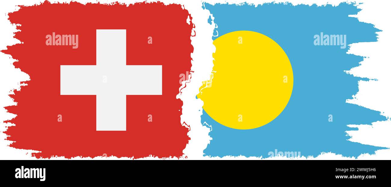 Palau und Schweiz Grunge Flaggen Verbindung, Vektor Stock Vektor