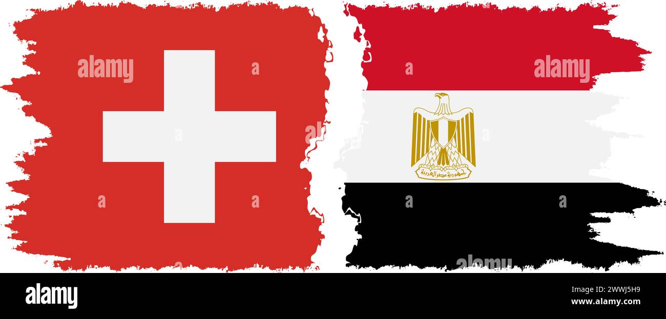 Ägypten und Schweiz Grunge Flaggen Verbindung, Vektor Stock Vektor