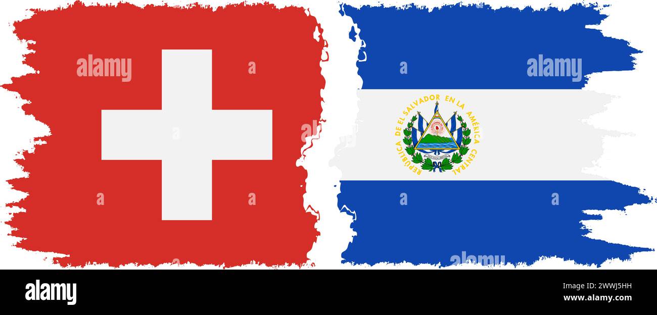 El Salvador und Schweiz Grunge Flaggen Verbindung, Vektor Stock Vektor