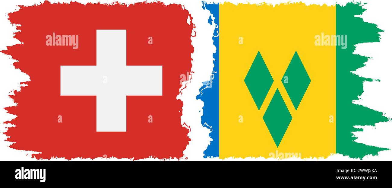 Saint Vincent und die Grenadinen und die Schweiz Grunge Flags Verbindung, Vektor Stock Vektor