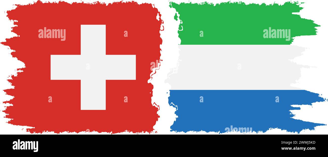 Sierra Leone und Schweiz Grunge Flaggen Verbindung, Vektor Stock Vektor