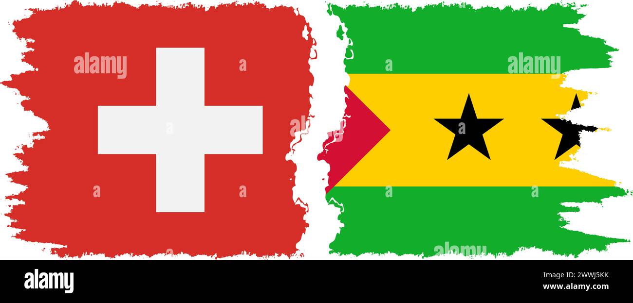 Sao Tome und Principe und Schweiz Grunge Flaggen Verbindung, Vektor Stock Vektor