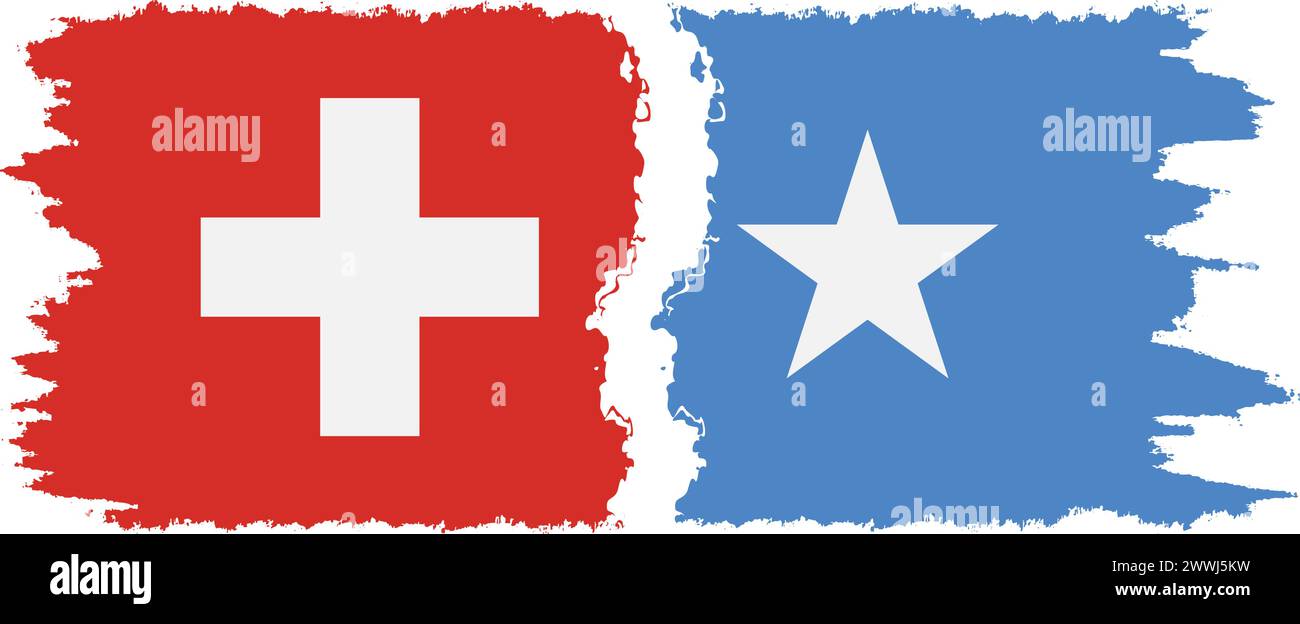 Somalia und Schweiz Grunge Flaggen Verbindung, Vektor Stock Vektor