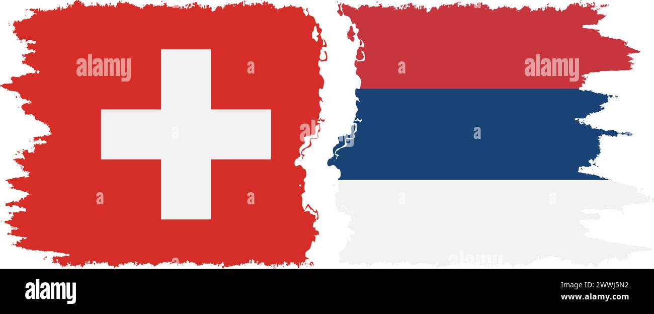 Serbien und Schweiz Grunge Flaggen Verbindung, Vektor Stock Vektor