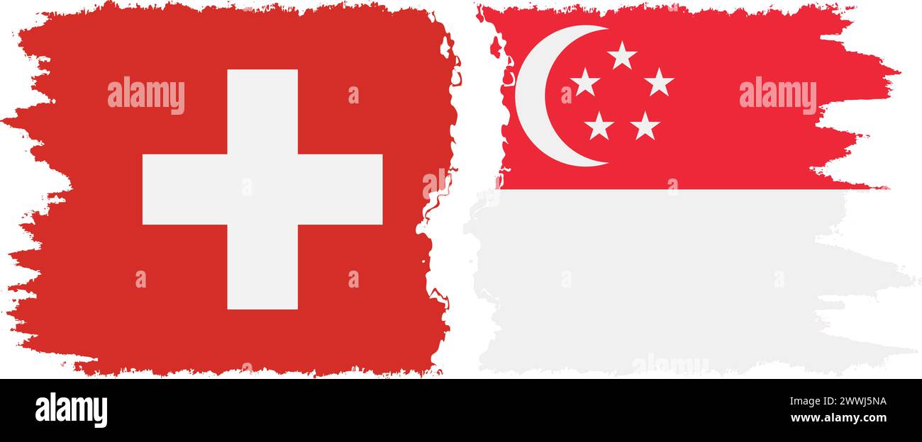 Singapur und Schweiz Grunge Flags Verbindung, Vektor Stock Vektor