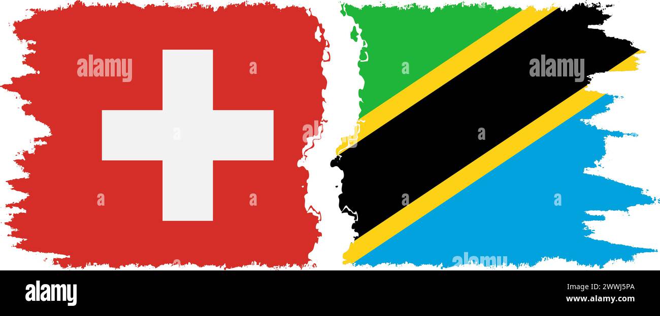 Tansania und Schweiz Grunge Flags Verbindung, Vektor Stock Vektor
