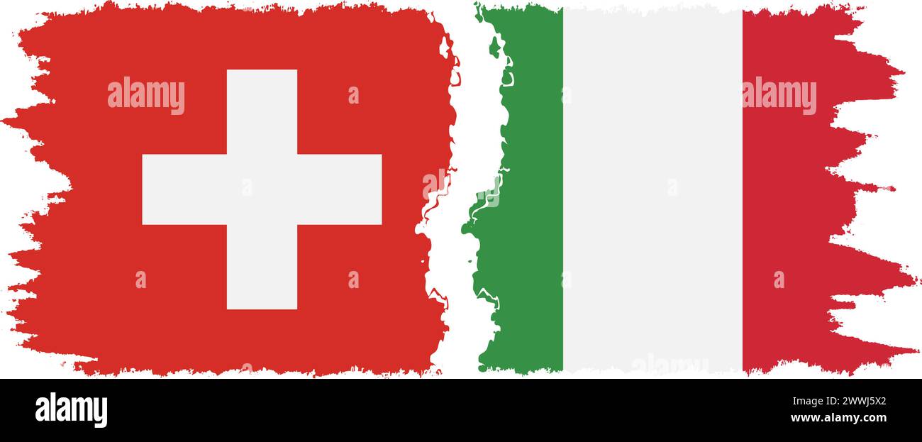 Italien und Schweiz Grunge Flaggen Verbindung, Vektor Stock Vektor