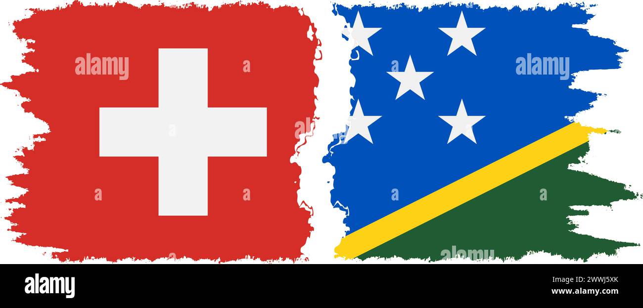 Salomonen und Schweiz Grunge Flaggen Verbindung, Vektor Stock Vektor