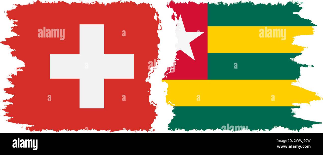 Togo und Schweiz Grunge Flaggen Verbindung, Vektor Stock Vektor