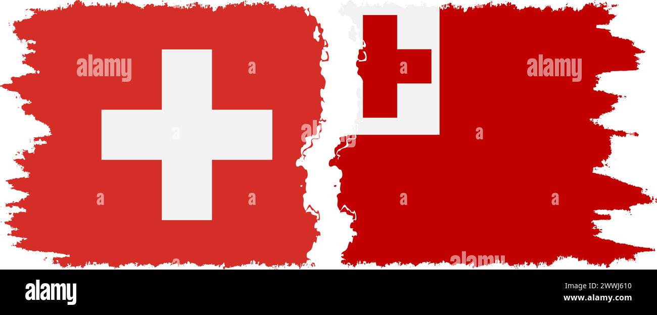 Tonga und Schweiz Grunge Flaggen Verbindung, Vektor Stock Vektor