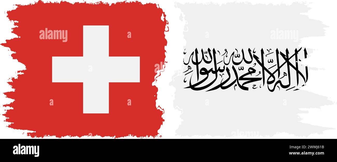 Afghanistan und Schweiz Grunge Flaggen Verbindung, Vektor Stock Vektor