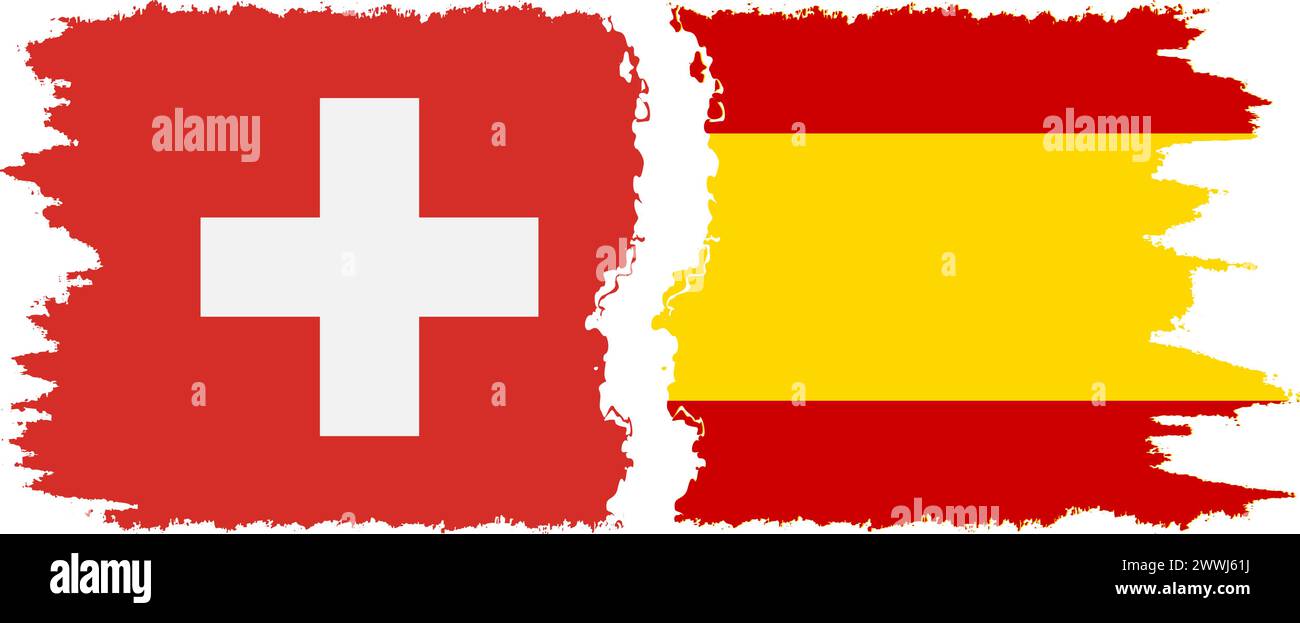 Spanien und Schweiz Grunge Flags Verbindung, Vektor Stock Vektor