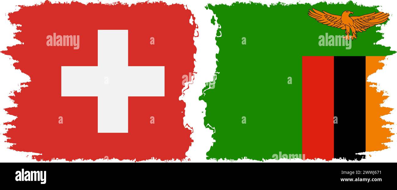 Sambia und Schweiz Grunge Flags Verbindung, Vektor Stock Vektor