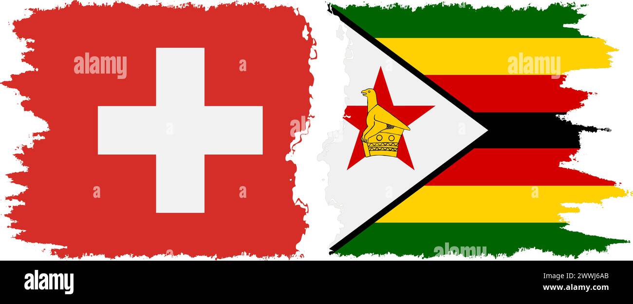 Simbabwe und die Schweiz Grunge Flags Verbindung, Vektor Stock Vektor