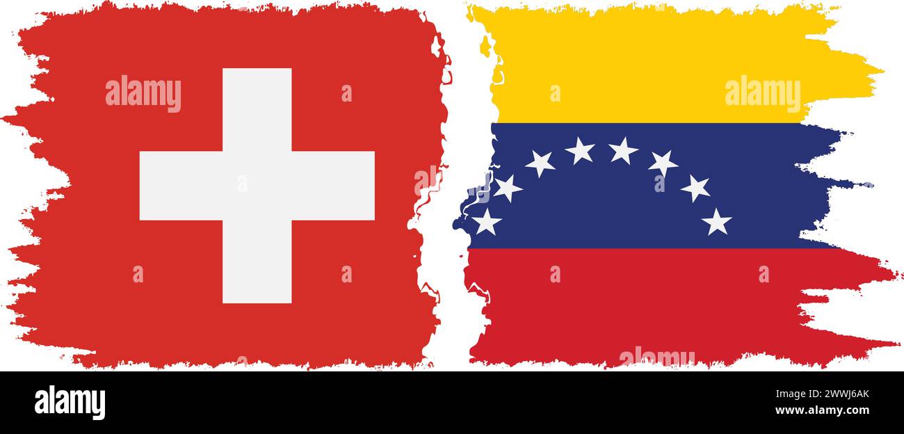 Venezuela und Schweiz Grunge Flaggen Verbindung, Vektor Stock Vektor