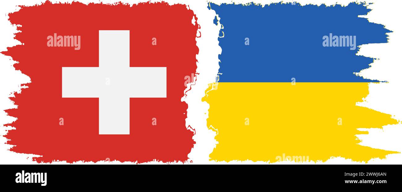 Ukraine und Schweiz Grunge Flaggen Verbindung, Vektor Stock Vektor