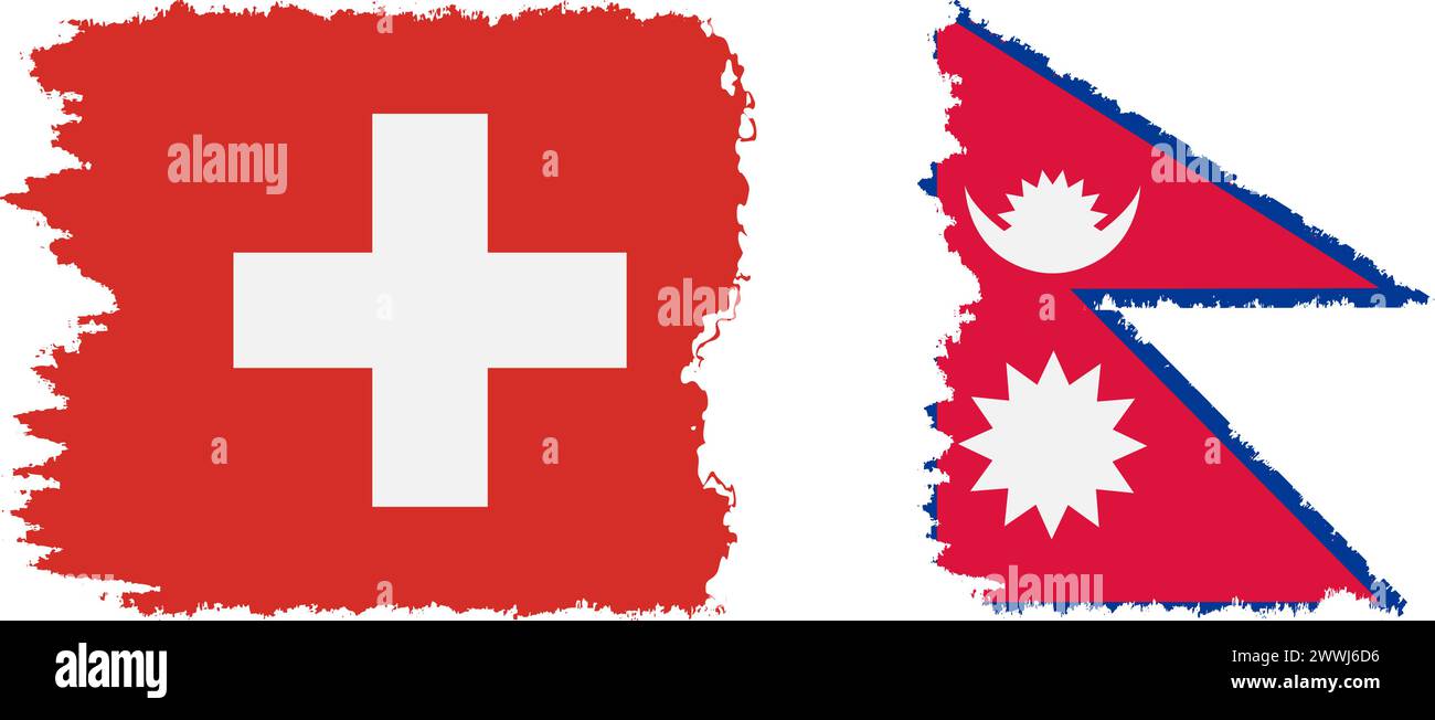 Nepal und Schweiz Grunge Flaggen Verbindung, Vektor Stock Vektor