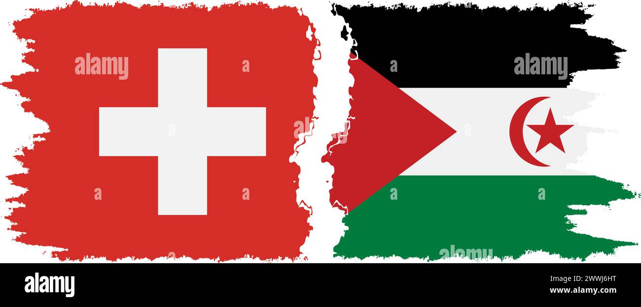 Westsahara und Schweiz Grunge Flags Verbindung, Vektor Stock Vektor