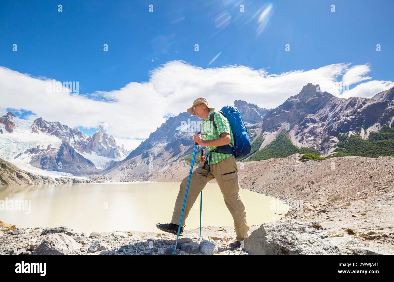 Wandern in den Bergen in Patagonien, Argentinien Stockfoto