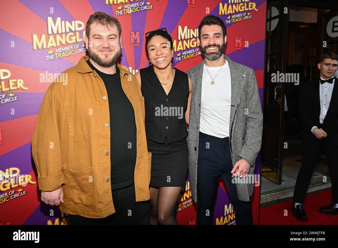 London, Großbritannien. März 2024. Sam Williams (L) nimmt an Einer Gala-Performance von Mind Mangler: Member of the Tragic Circle im Apollo Theatre in London Teil. Quelle: Siehe Li/Picture Capital/Alamy Live News Stockfoto