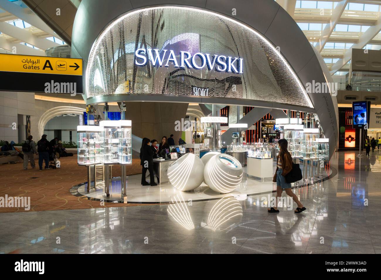 Swarovski Shop am internationalen Flughafen Zayed, Abhu Dhabi Stockfoto