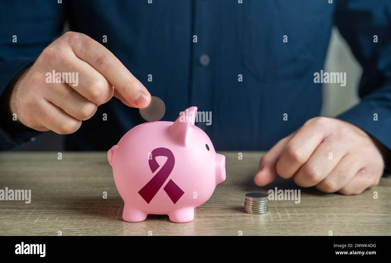 Spende zur Krebsbekämpfung. Weltkrebstag. Finanzieren Sie Forschung, um frühere Diagnosen, bessere Behandlungen oder sogar Heilungen zu entwickeln. Sensibilisierung. Stockfoto