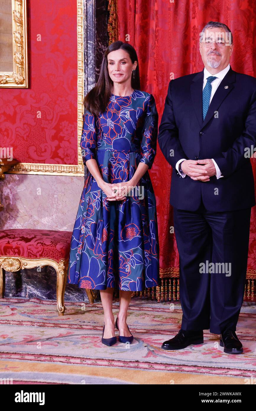 Spanische Royals veranstalten Ein Mittagessen für den Präsidenten von Guatemala und seine Frau mit: König Felipe VI. Von Spanien, Königin Letizia von Spanien Wo: Madrid, Spanien Wann: 22 Feb 2024 Credit: Oscar Gonzalez/WENN Stockfoto