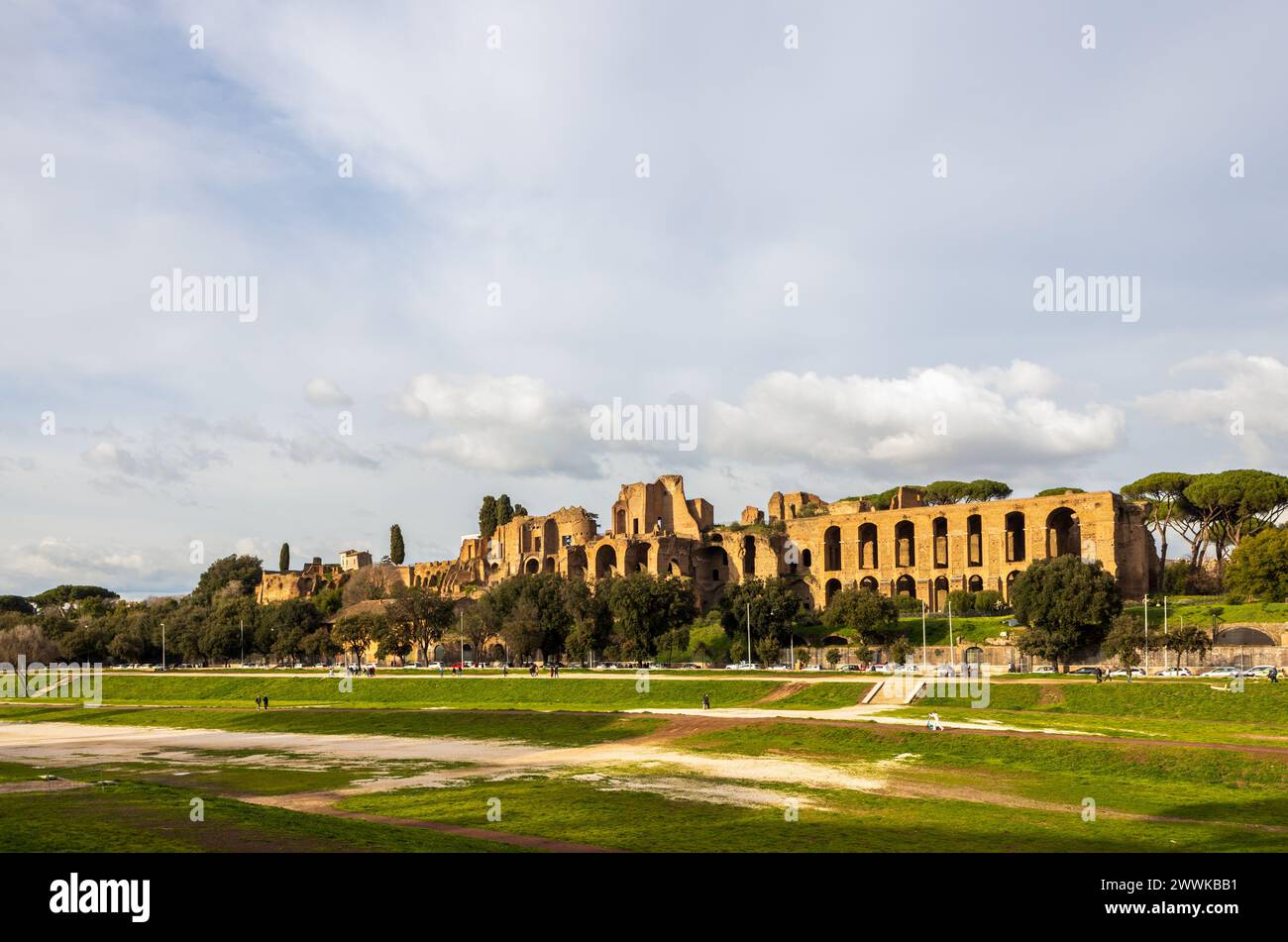 Circo Massimo (Circus Maximus) und Ruinen des Kaiserpalastes, Rom, Italien Stockfoto